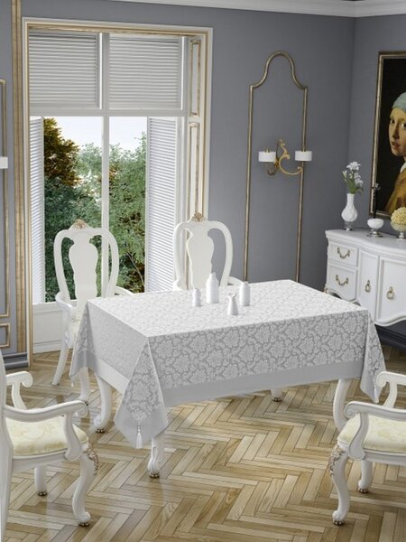 Fata de masa 160×220 cm Jaquard Damasc cu imprimeu tesut Gri